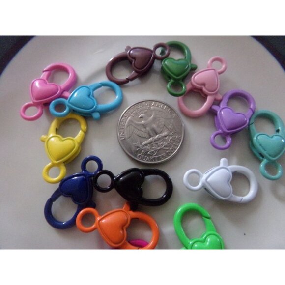 Mixed Color Large Heart Lobster Clasps - Picture 2 of 2